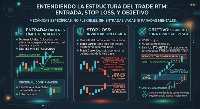 Entradas, stop loss y objetivos en la estrategia