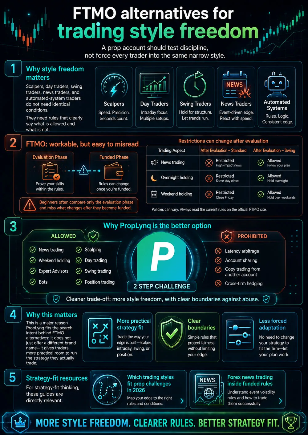 FTMO alternatives for trading style freedom