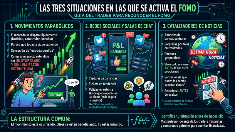 Las tres situaciones donde aparece el FOMO en trading