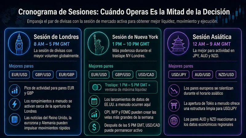 Mejores pares de divisas en forex según la sesión de operación