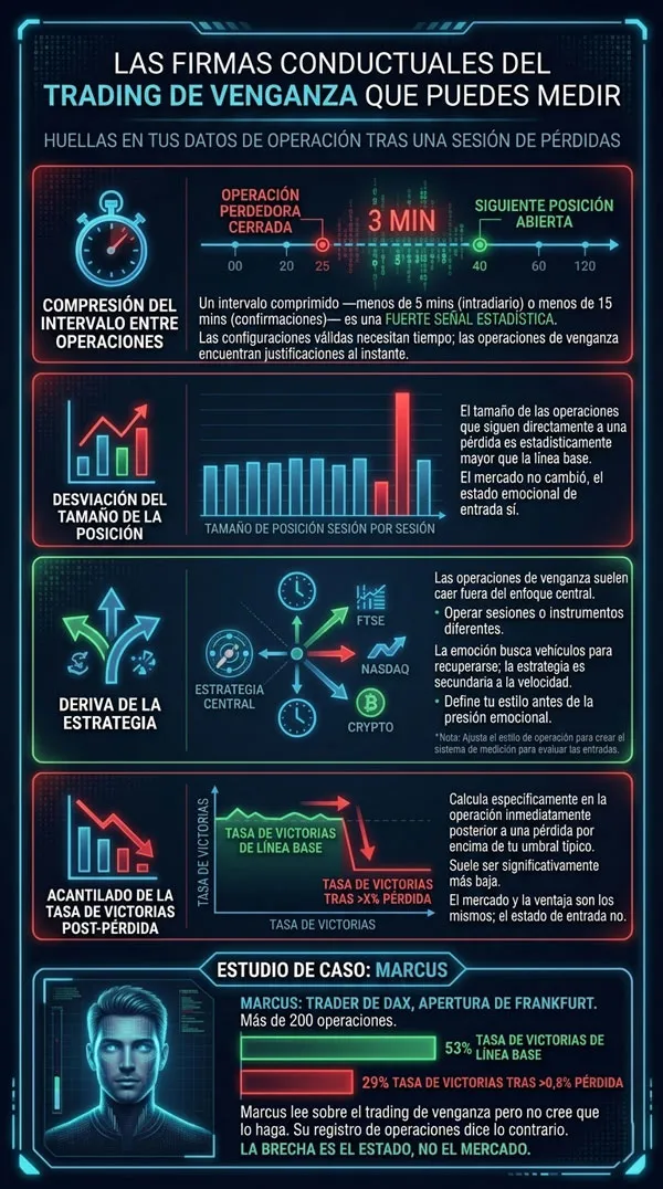Señales medibles de operar por venganza en tu registro