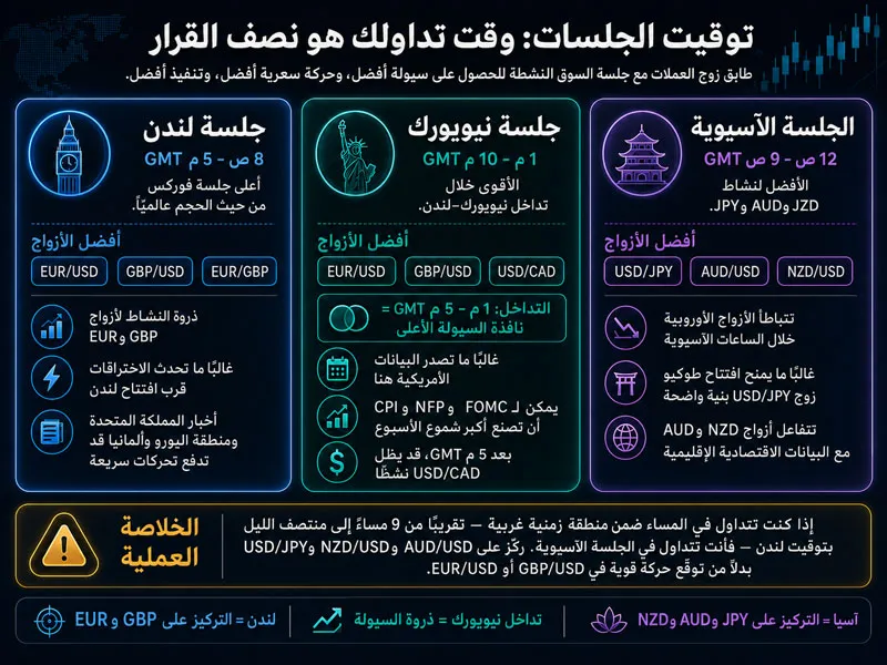 أفضل أزواج العملات في الفوركس حسب جلسة التداول