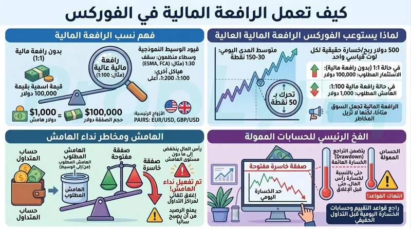 كيف تعمل الرافعة المالية في الفوركس