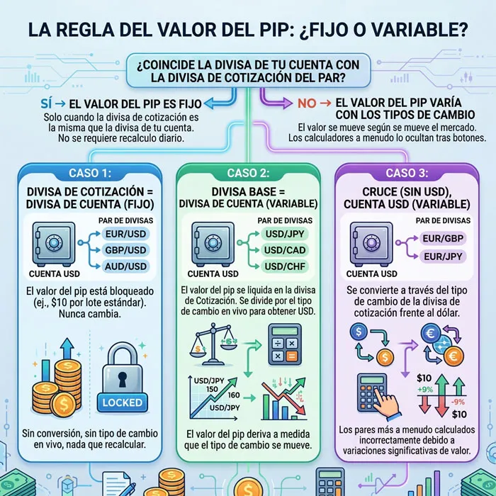Cuándo el valor del pip es fijo y cuándo se mueve