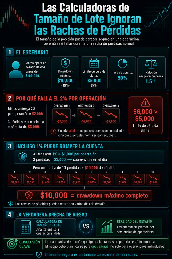 La racha de pérdidas que tu calculadora de lotaje forex no ve