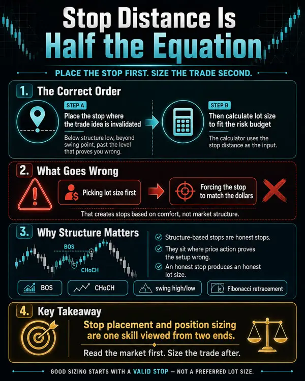 Stop distance is half the equation — place it first, size it second