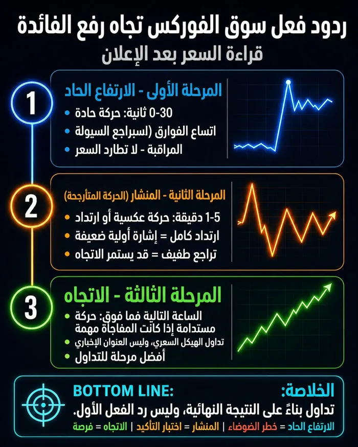 قراءة حركة السعر بعد إعلان أسعار الفائدة في الفوركس