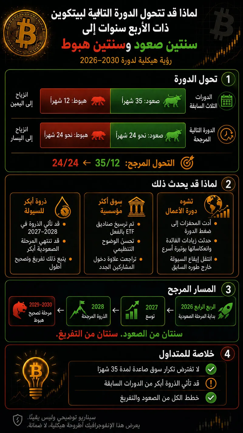 لماذا قد تصبح دورة الأربع سنوات لبيتكوين سنتين صعود وسنتين هبوط؟