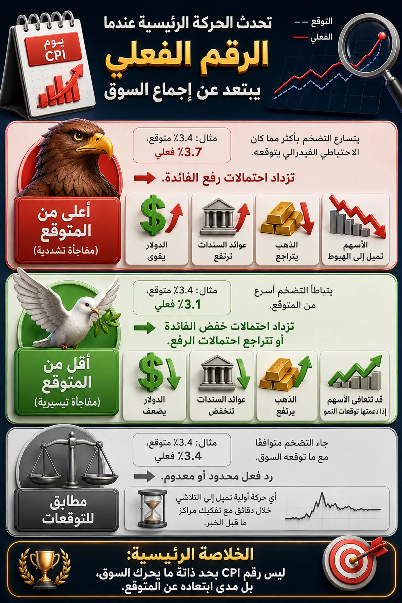 لماذا يحرك خبر CPI السوق المفاجأة أهم من الرقم