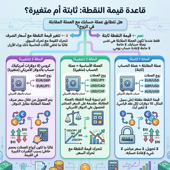 متى تكون قيمة النقطة ثابتة ومتى تتحرك؟